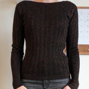 Wool blend black and gold metallic top Selected femme